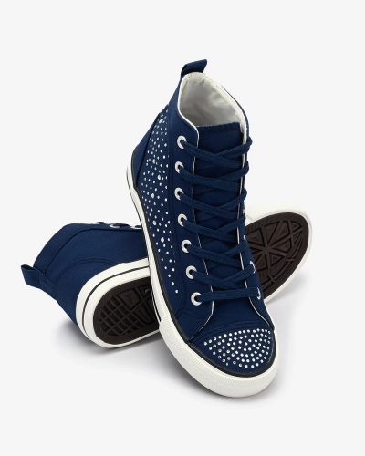 Marineblaue High-Top-Sneakers mit Zirkonen Totulu- Footwear