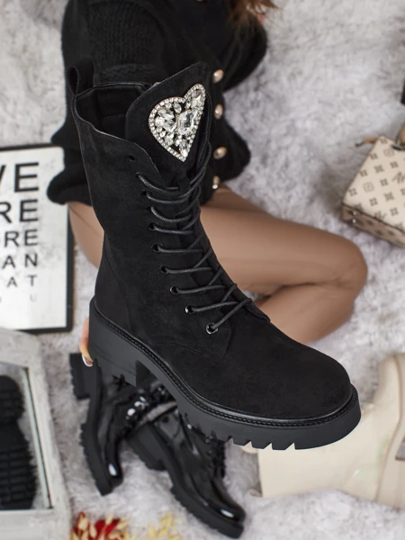 Еко замшеві шнуровані жіночі ботільйони Emelune