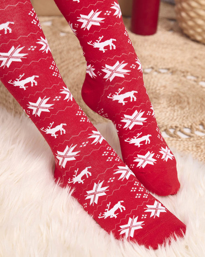 Rote lange Weihnachtssocken für Damen - Unterwäsche