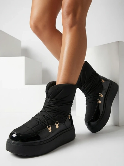 Royalfashion Damen Schlupf-Schneestiefel in schwarz Dabenda