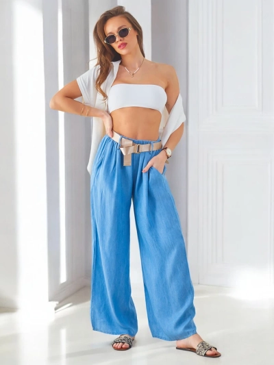 Royalfashion Легкі широкі жіночі штани з поясом