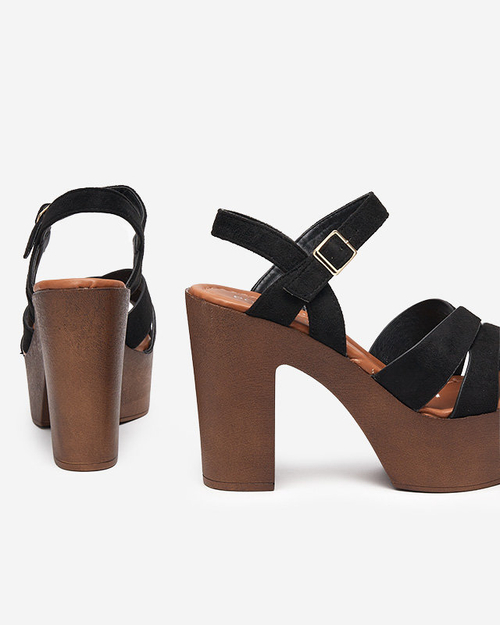 Чорні босоніжки на поштині еко замша Elikob- Взуття