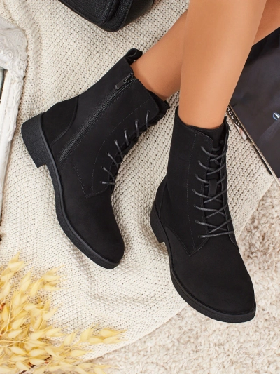 Matte Damen Schnürstiefeletten Treviline aus Öko-Leder