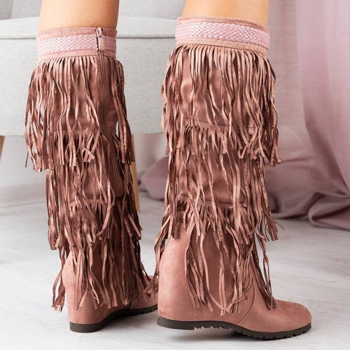 Рожеві черевики на танкетці з кистями Bahroma - Взуття