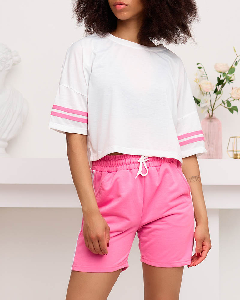 Sport-Trainingsanzug für Damen mit rosa Streifen - Bekleidung