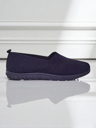 Damen Mokassins Lyra Marineblau atmungsaktives Gewebe flache Sohle