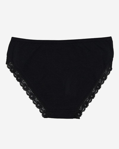 Schwarzer Damenslip aus Baumwolle mit Spitze - Unterwäsche