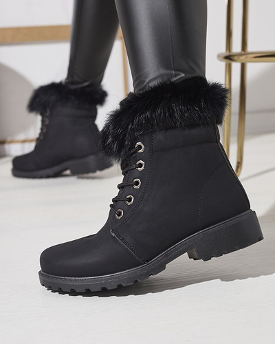 Klassische Damenstiefel a'la trappers in schwarz Lausa- Footwear
