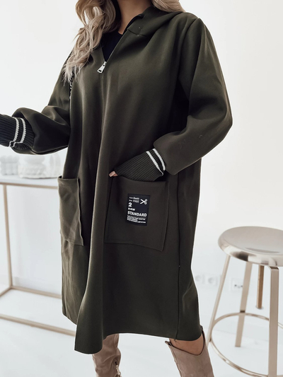 Royalfashion Knielange Damenmanteljacke in khaki