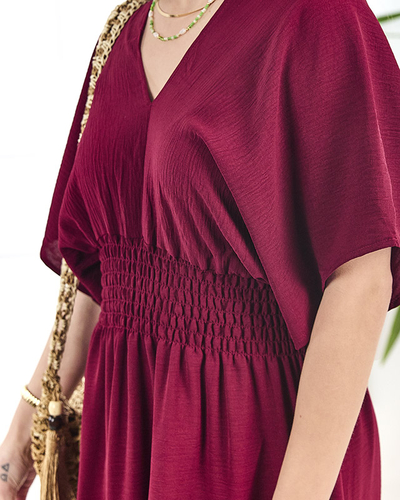 Kastanienbraunes Damen-Midikleid PLUS SIZE- Kleidung