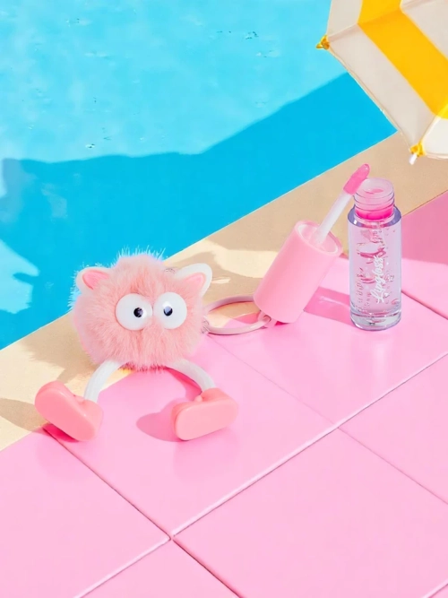 Блиск для губ для дітей з пухнастим монстриком Світло-рожевий