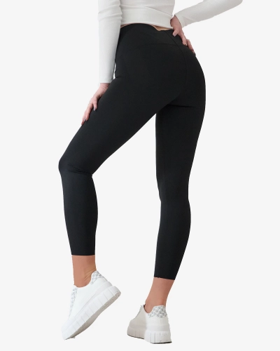 Schwarze Damen-Leggings mit breitem Gummibund- Kleidung