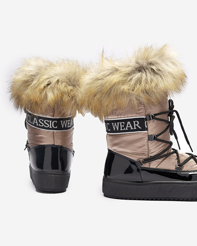 Lackierte Damen-Schneestiefel in gold-rosa Farbe Fursav- Footwear