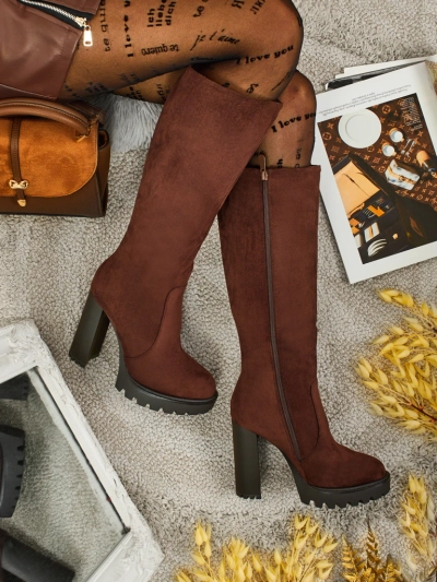 Damen Öko-Wildleder Stiefel mit Blockabsatz GaleNest