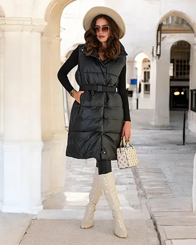 Royalfashion Lange Damenweste a'la Leder