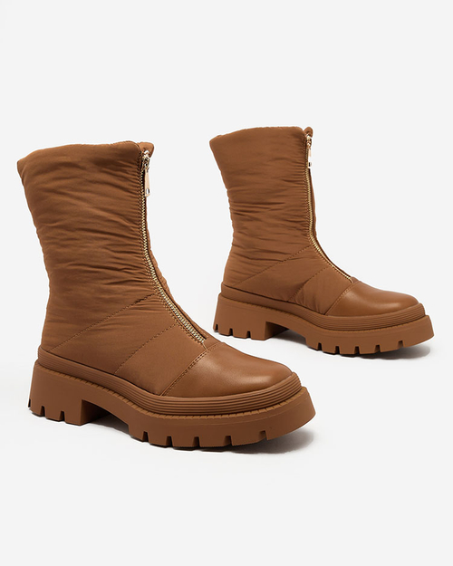 Жіночі черевики Royalfashion Tainve бежеві на плоскому каблуці