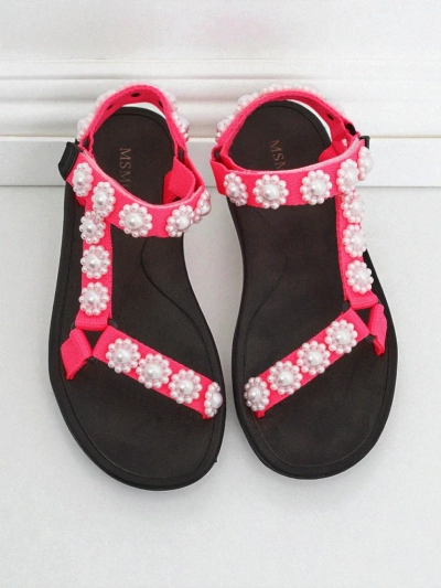 Sandalen Livia Rosa – Bequeme Royalfashion Damen Sandalen mit Perlenstrass