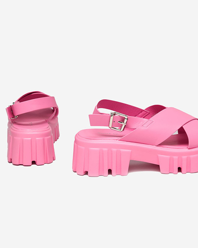 Neonpinke Damensandale auf massiver Otida-Sohle - Footwear