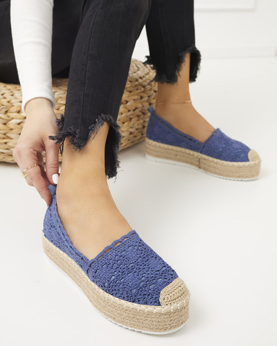Blaue Damen-Espadrilles mit Lochmuster auf Plateau Ezerra - Schuhe