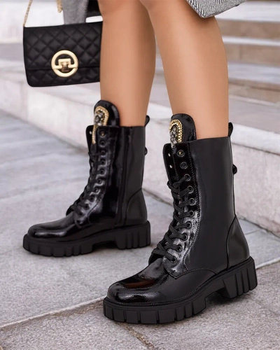 Royalfashion Damen Operre Schnürstiefel