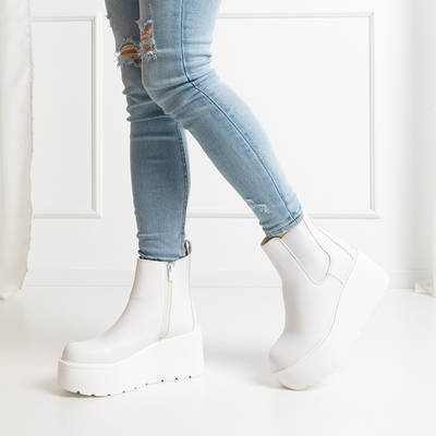 Weiße Plateau-Stiefel mit Elastikeinsatz Xsai- Footwear