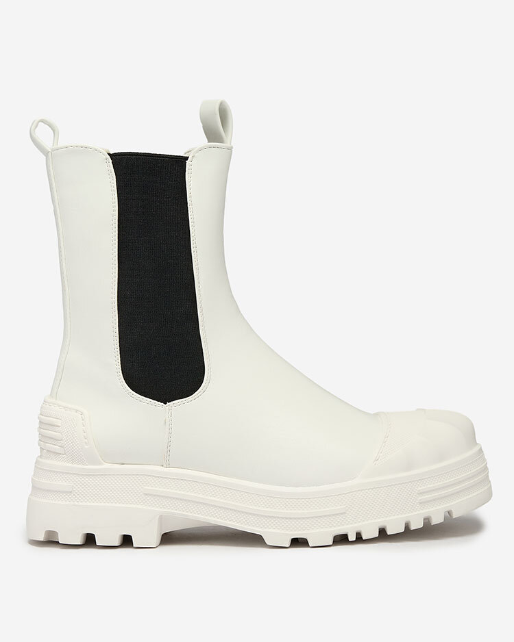 Royalfashion Damenstiefel mit flachem Absatz in Weiß Yennas