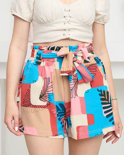 Gemusterte rosa Damen-Stoffshorts - Kleidung
