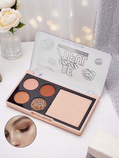 Palette mit 4 Glitzer-Lidschatten und Highlighter Ruby Glamour