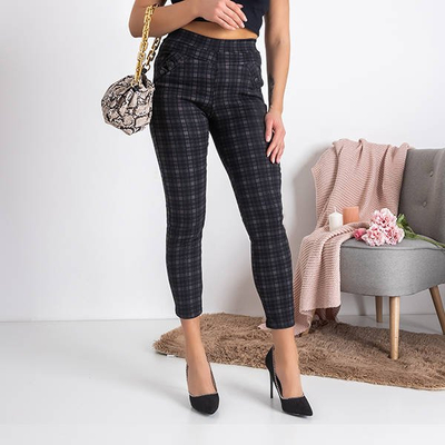 Schwarze isolierte karierte Damenhose PLUS GRÖSSE - Kleidung