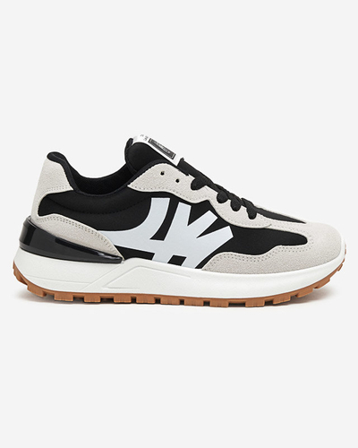 Schwarze Damenturnschuhe mit grauen Narisa-Einsätzen - Schuhe