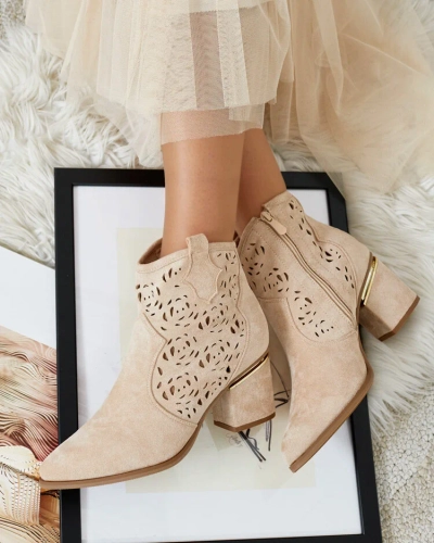 Royalfashion Durchbrochene niedrige Stiletto-Stiefel Womir