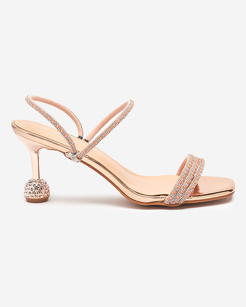 Рожево-золоті лаковані шльопанці на низьких підборах Lakopi