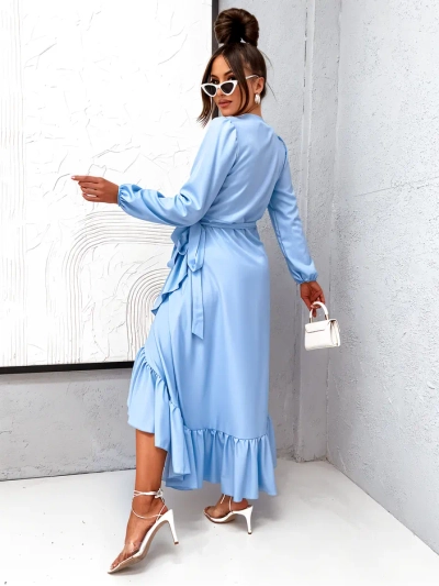 Royalfashion Gebundenes Damen-Midi-Kleid mit Rüschen