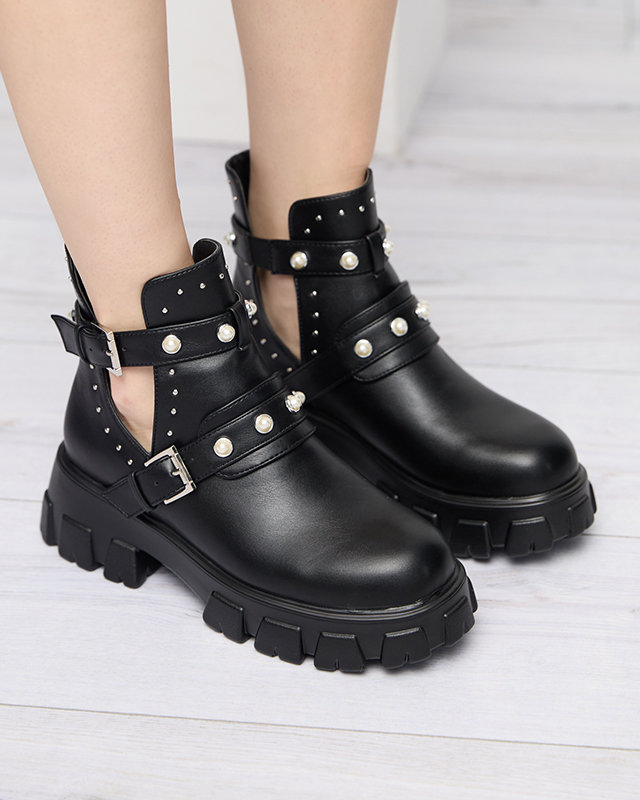 Schwarze Damenstiefel mit fester Sohle Itreff- Footwear