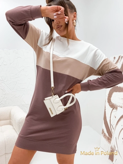 Трикотажна бавовняна міні-сукня в смужку