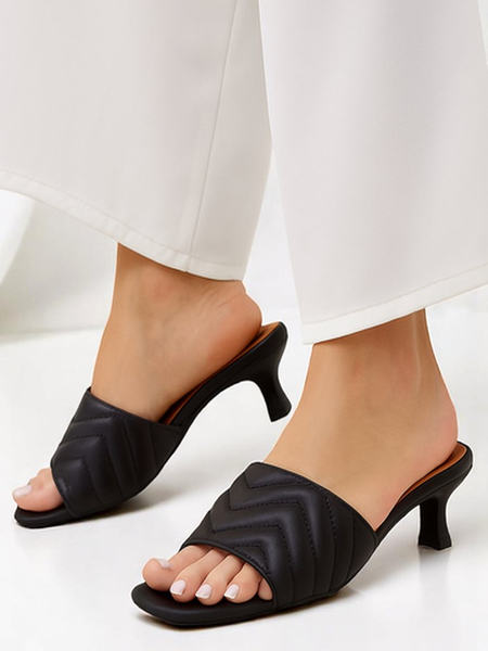 Damen-Sandalen Callista Nero mit 5 cm Stilettoabsatz, Sommer, ökologisches Leder