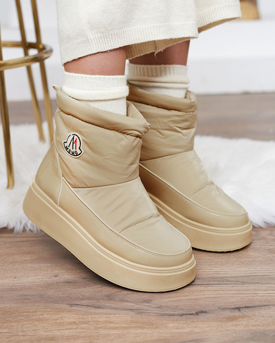 Royalfashion Damen Schlupf-Schneestiefel in hellbrauner Farbe Ademra