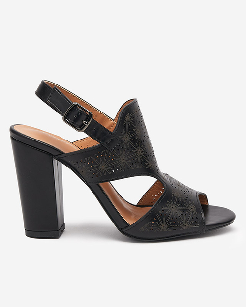 Ажурні жіночі босоніжки на поштині в чорному кольорі Mavi-Shoes