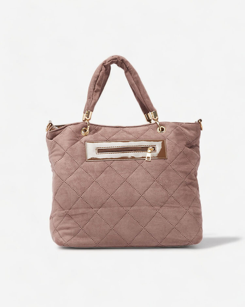 Жіноча сумка з екозамші Royalfashion Brown з нашивкою