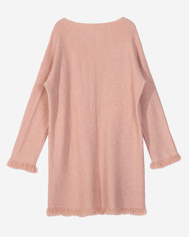 Pinker Damen-Tunika-Pullover mit Fransen - Kleidung