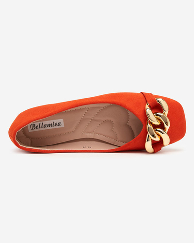 OUTLET Damen-Ballerinas in Orange mit Caviene-Dekoration - Schuhe