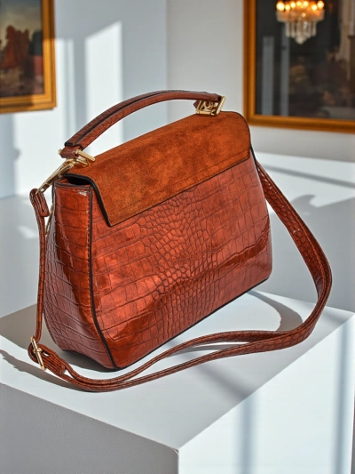 Damenhandtasche Vesta Classica – braunes Öko-Wildleder