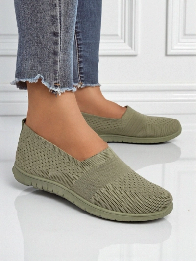 Damen Mokassins Gaia Verde – bequeme grüne Stoffschuhe mit flachem Absatz