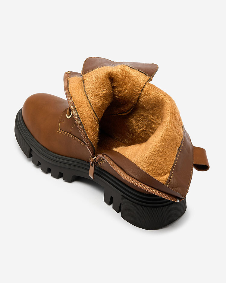 Royalfashion Braune Damen Futiti Baggerstiefel mit flachem Absatz