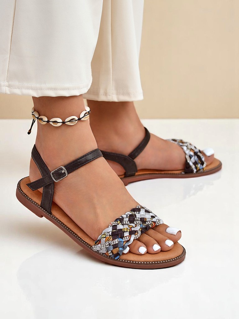 Royalfashion Damen Sandalen mit flacher Sohle ColorStrap