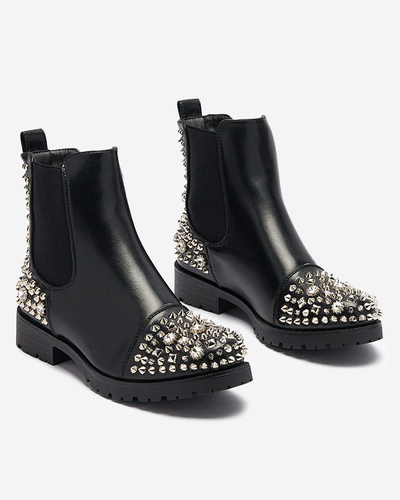 Damenstiefel mit Nieten in Schwarz Amerapi-Schuhe