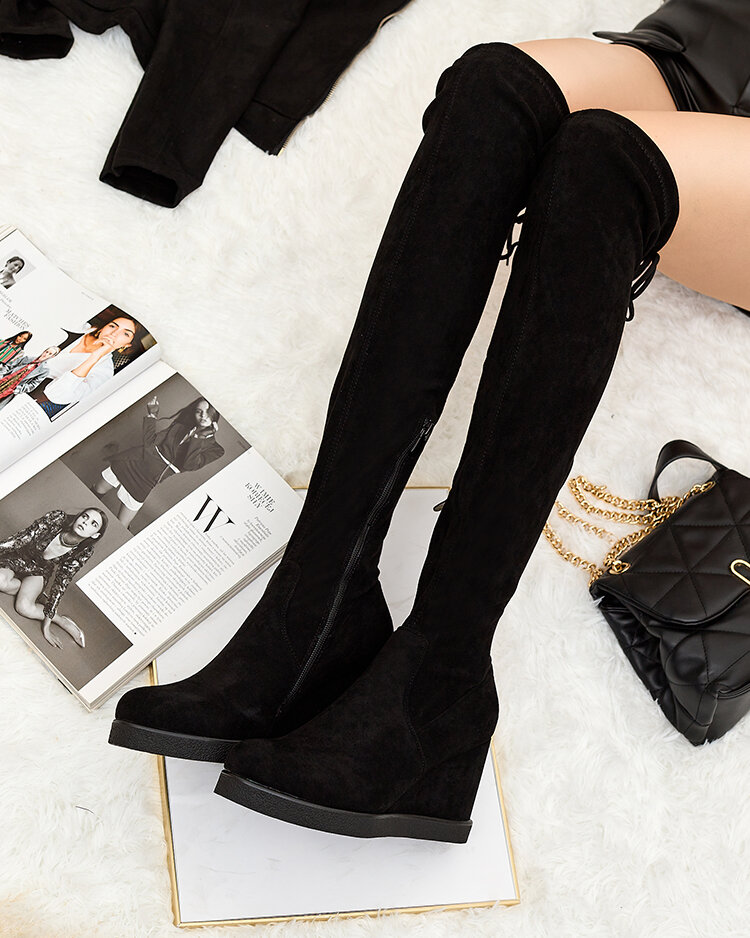 Royalfashion Damen Overknee-Stiefel aus Öko-Wildleder Essonel