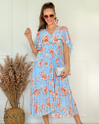 Royalfashion Жіноча плісирована квіткова сукня міді
