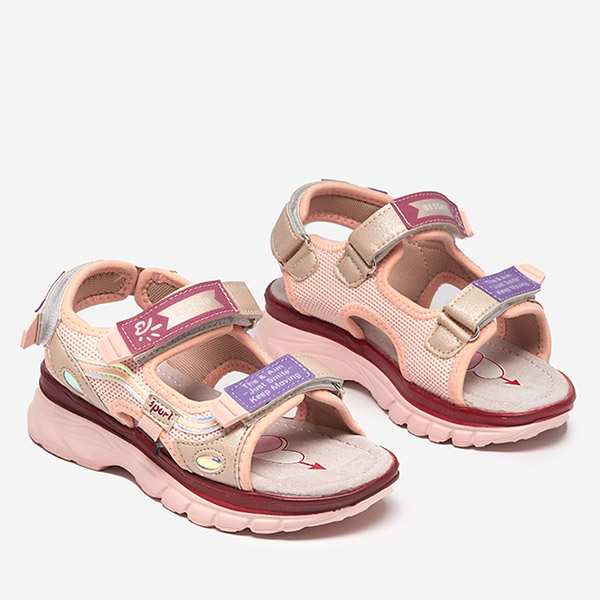 Rosafarbene Kindersandalen mit bunten Einsätzen Meniko - Schuhe