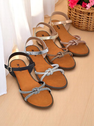 Royalfashion Damen Sandalen mit dekorativen Zirkonia Bella Shine